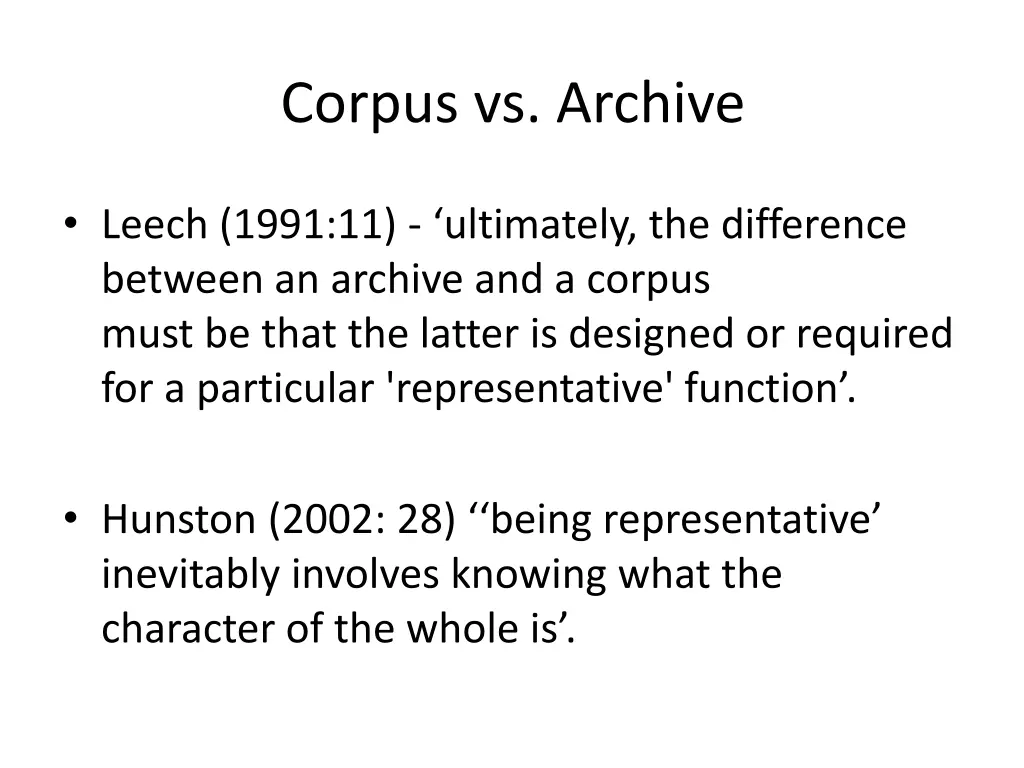 corpus vs archive