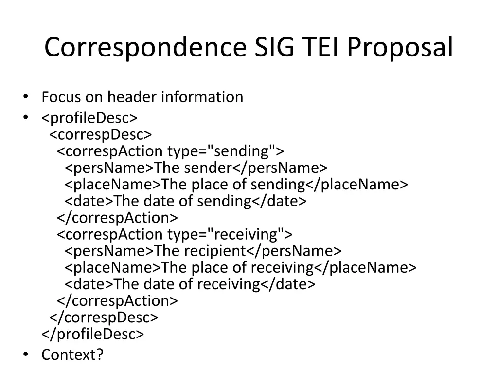 correspondence sig tei proposal