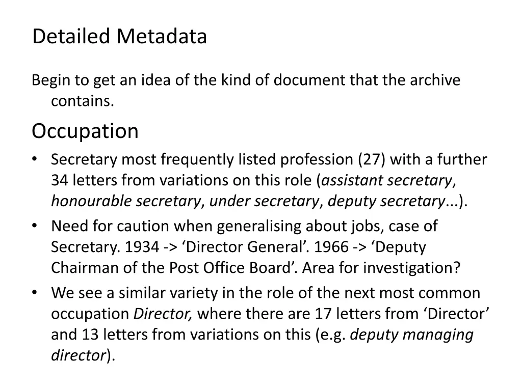 detailed metadata