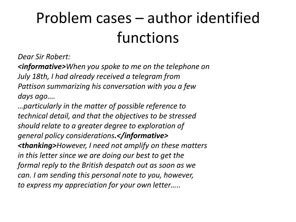 problem cases author identified functions