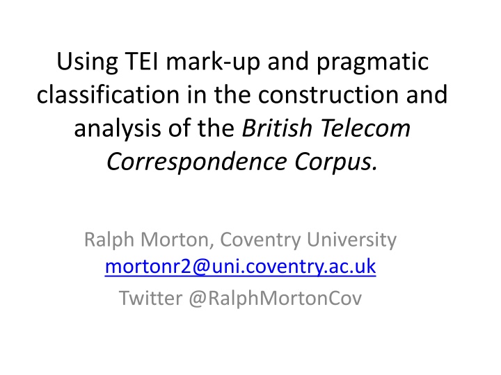 using tei mark up and pragmatic classification