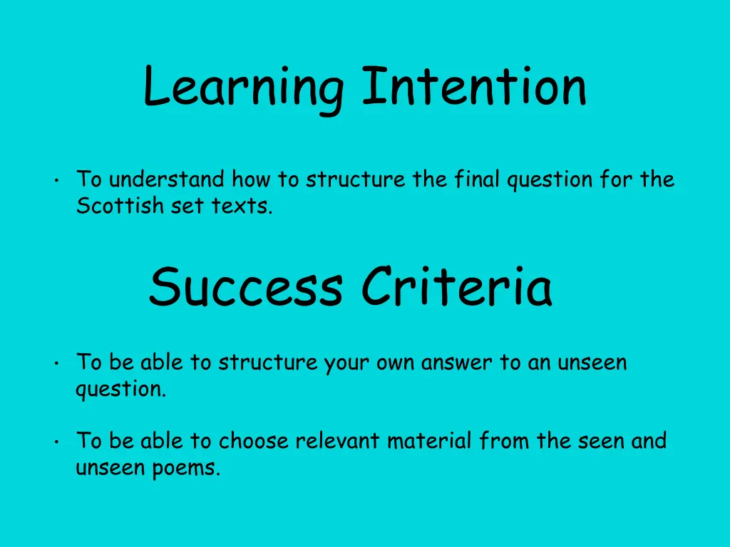 learning intention