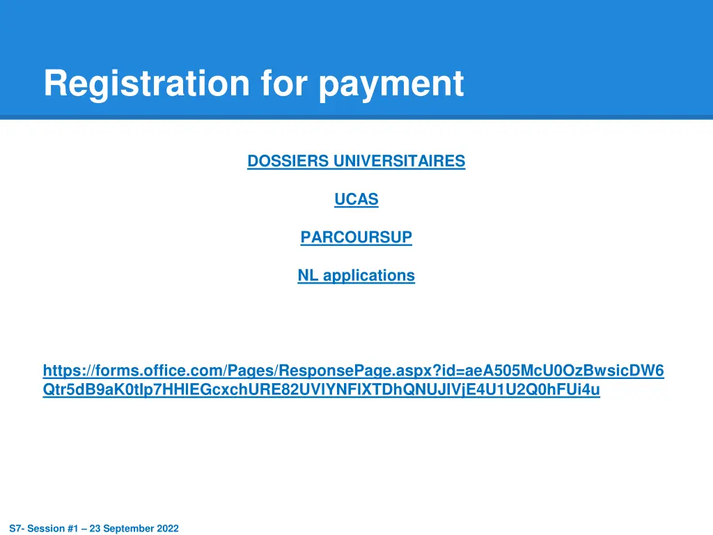 registration for payment