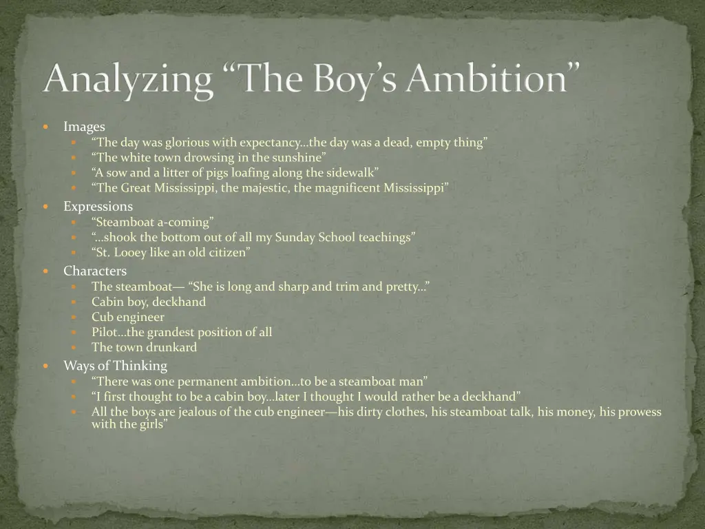 analyzing the boy s ambition