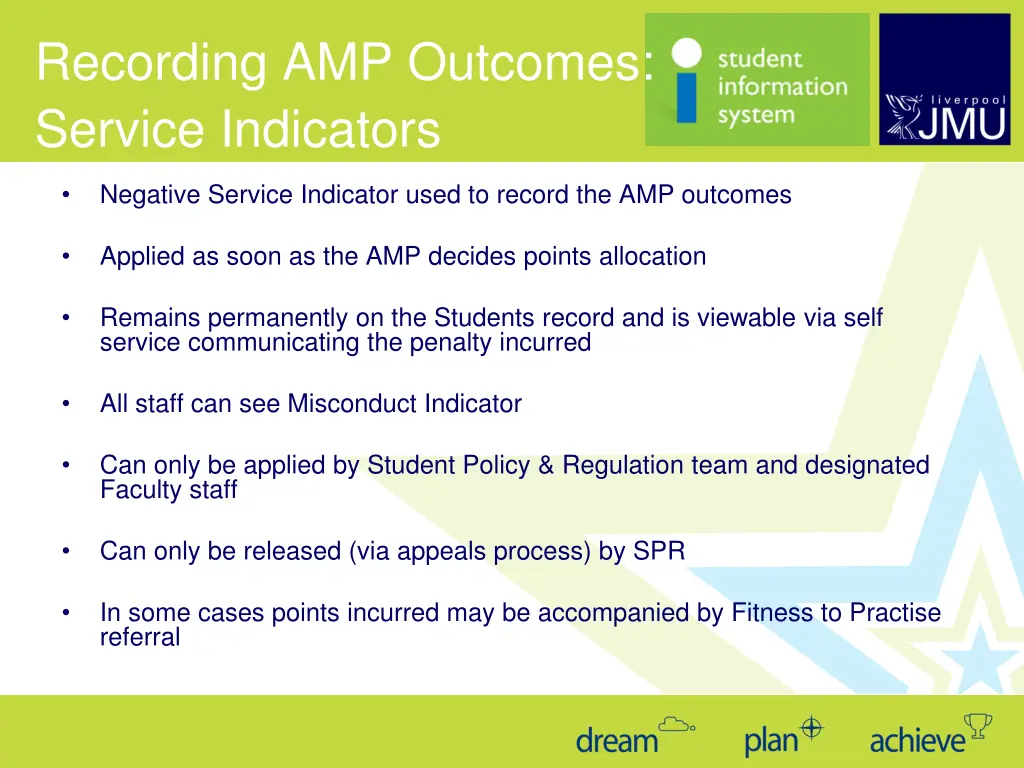 recording amp outcomes service indicators