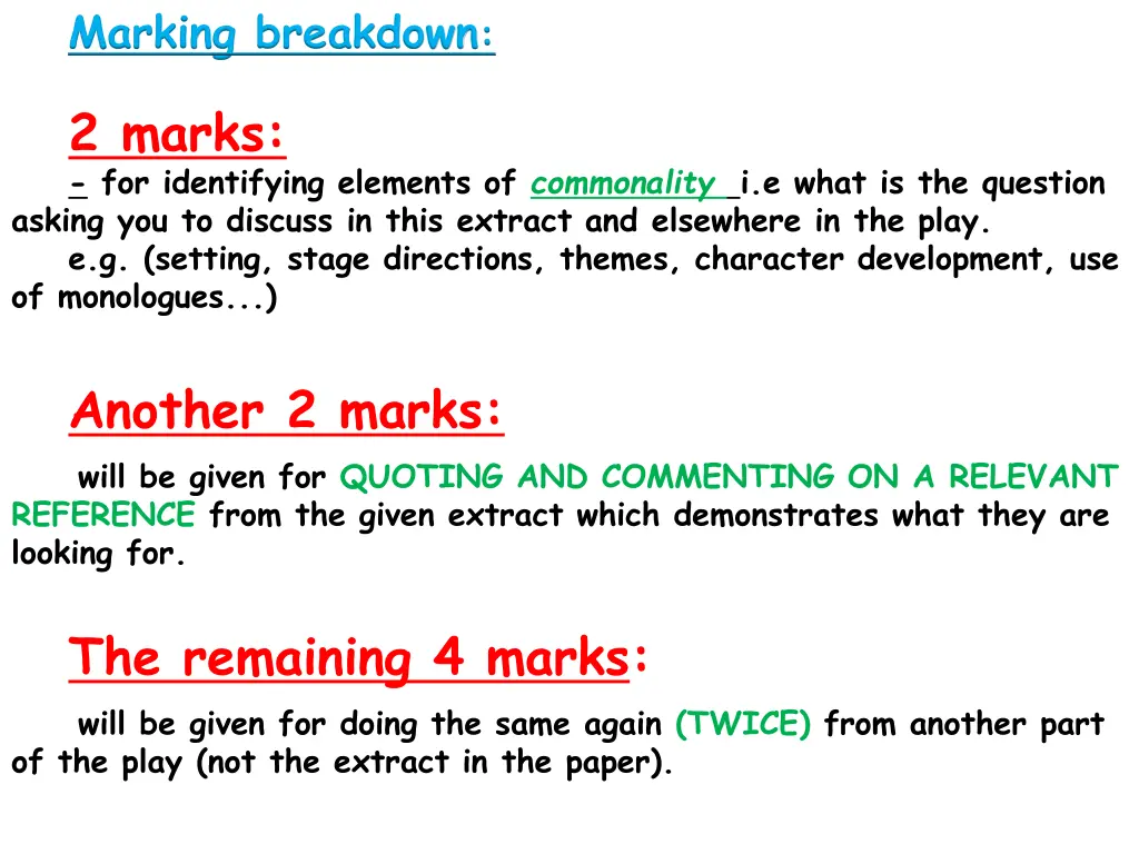 marking breakdown