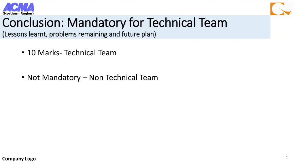 northern region conclusion mandatory