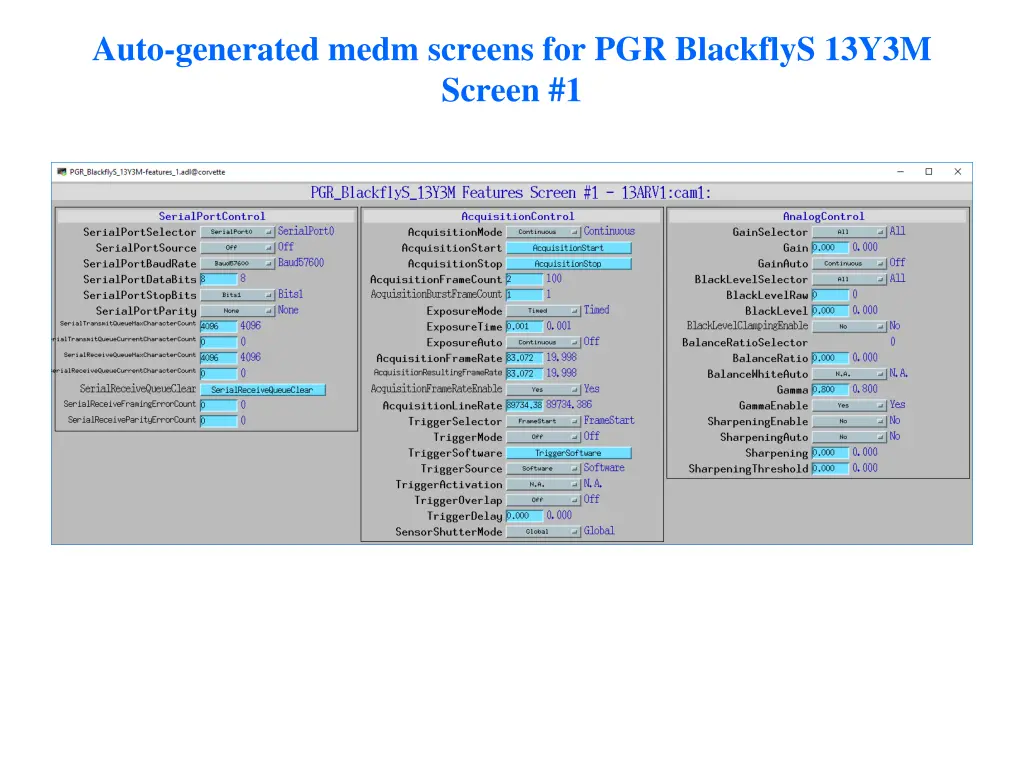 auto generated medm screens for pgr blackflys