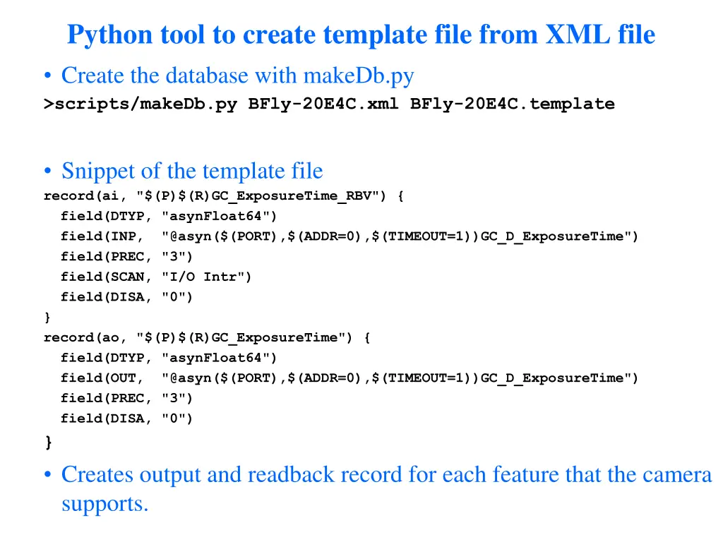 python tool to create template file from xml file