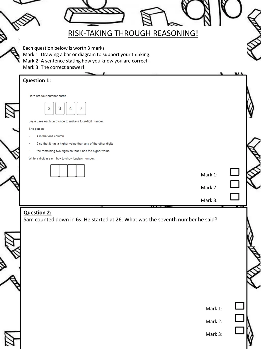 risk taking through reasoning