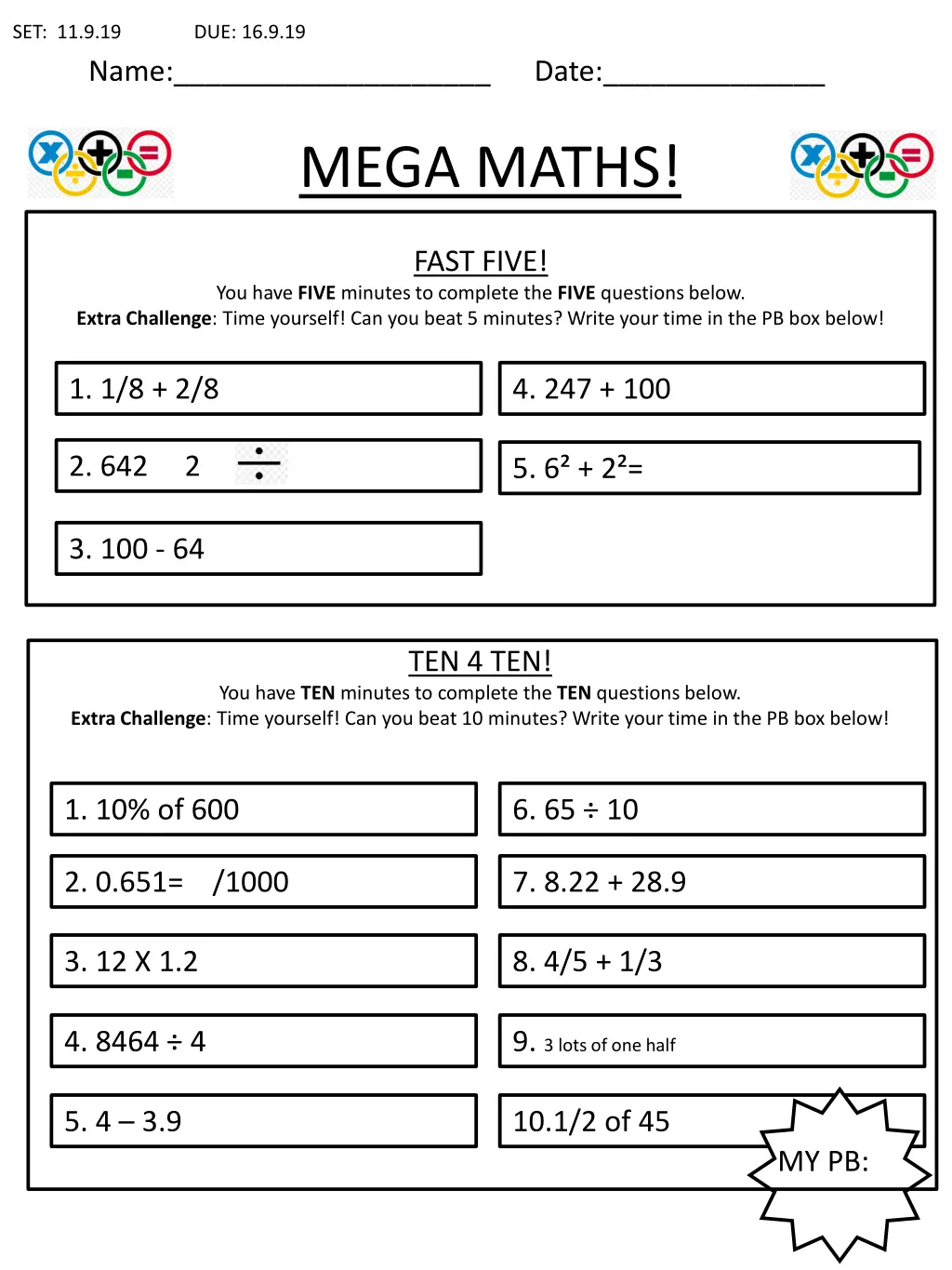 set 11 9 19 due 16 9 19