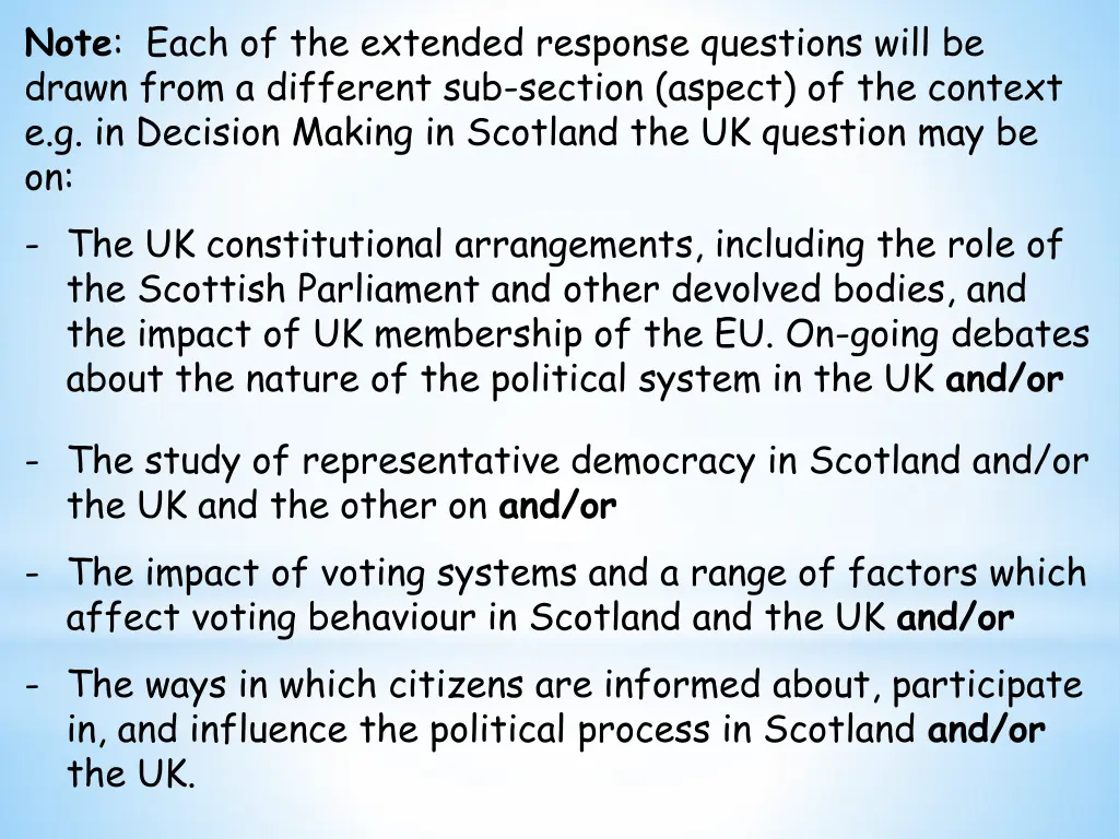 note each of the extended response questions will