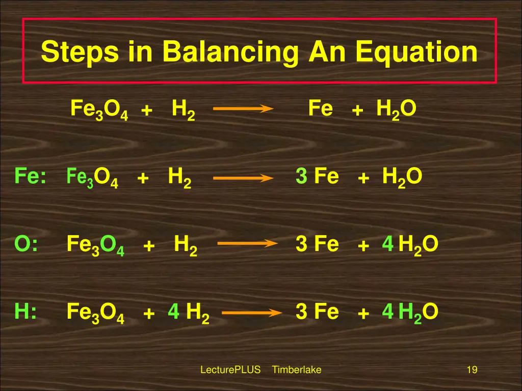 steps in balancing an equation