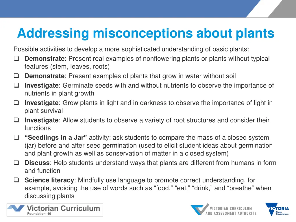 addressing misconceptions about plants