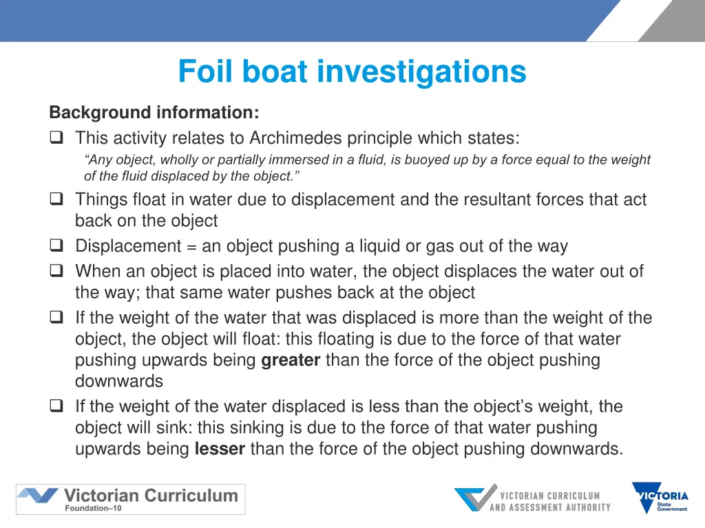 foil boat investigations