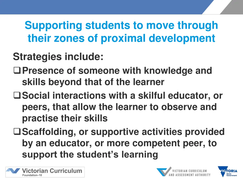 supporting students to move through their zones