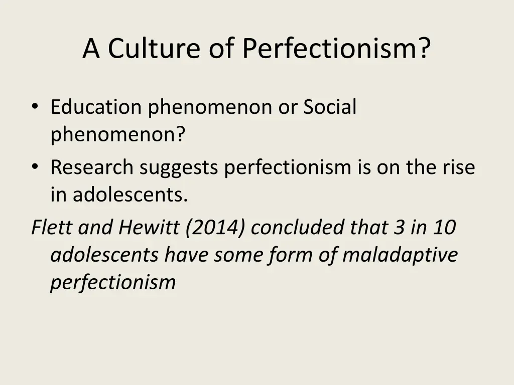 a culture of perfectionism