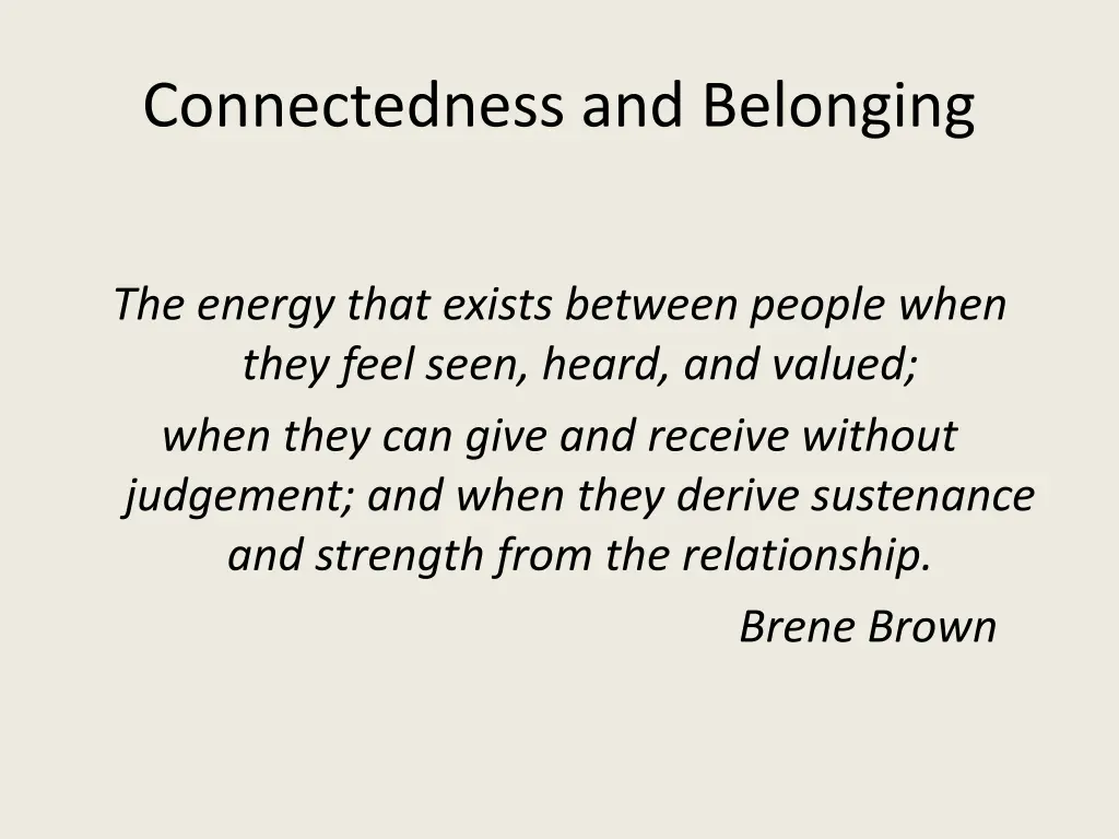 connectedness and belonging