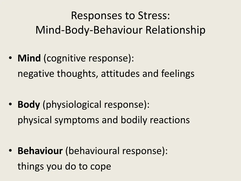 responses to stress mind body behaviour