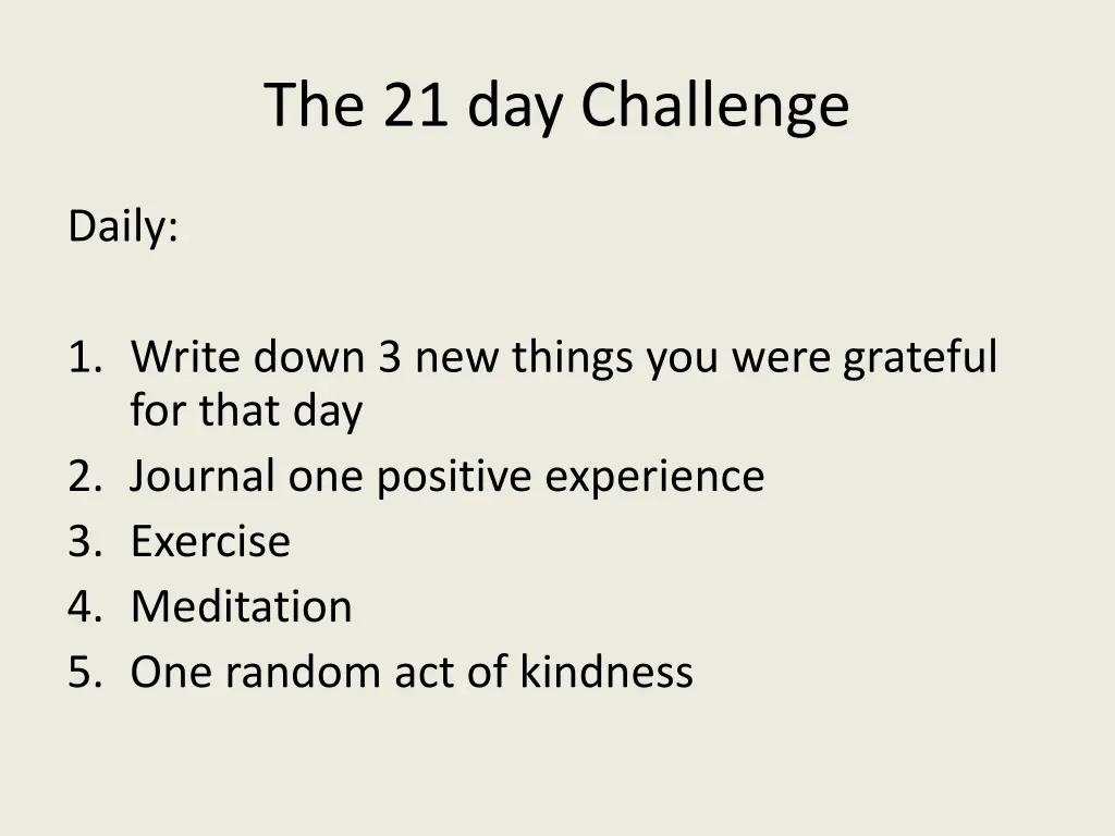 the 21 day challenge