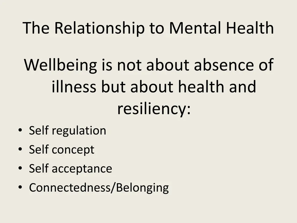 the relationship to mental health