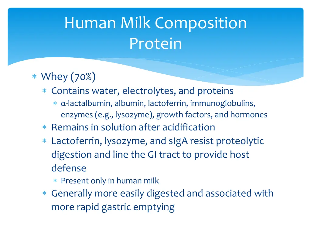 human milk composition protein 2