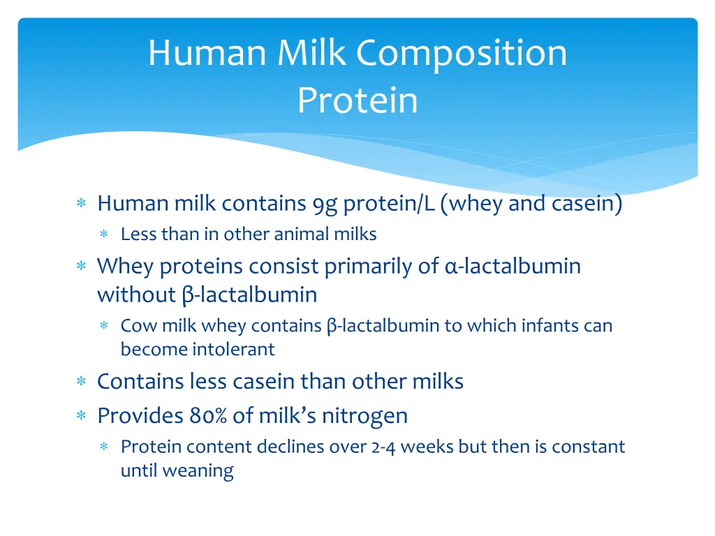 human milk composition protein