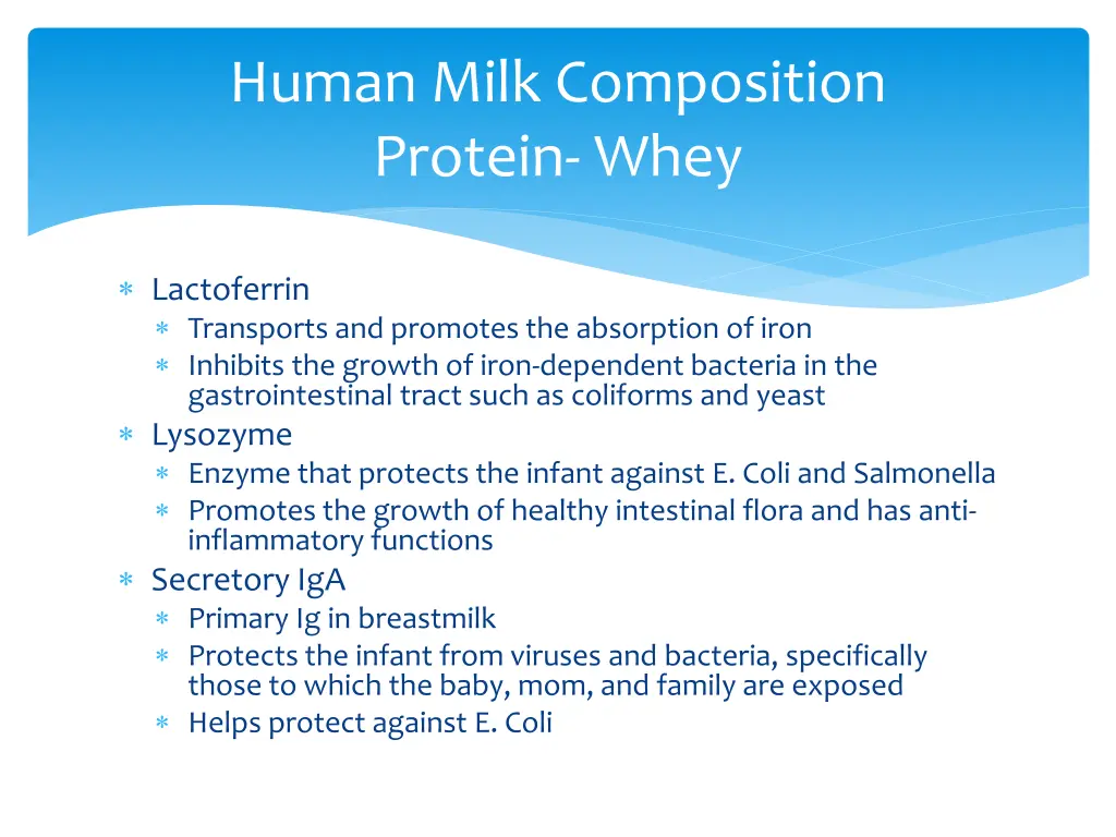 human milk composition protein whey