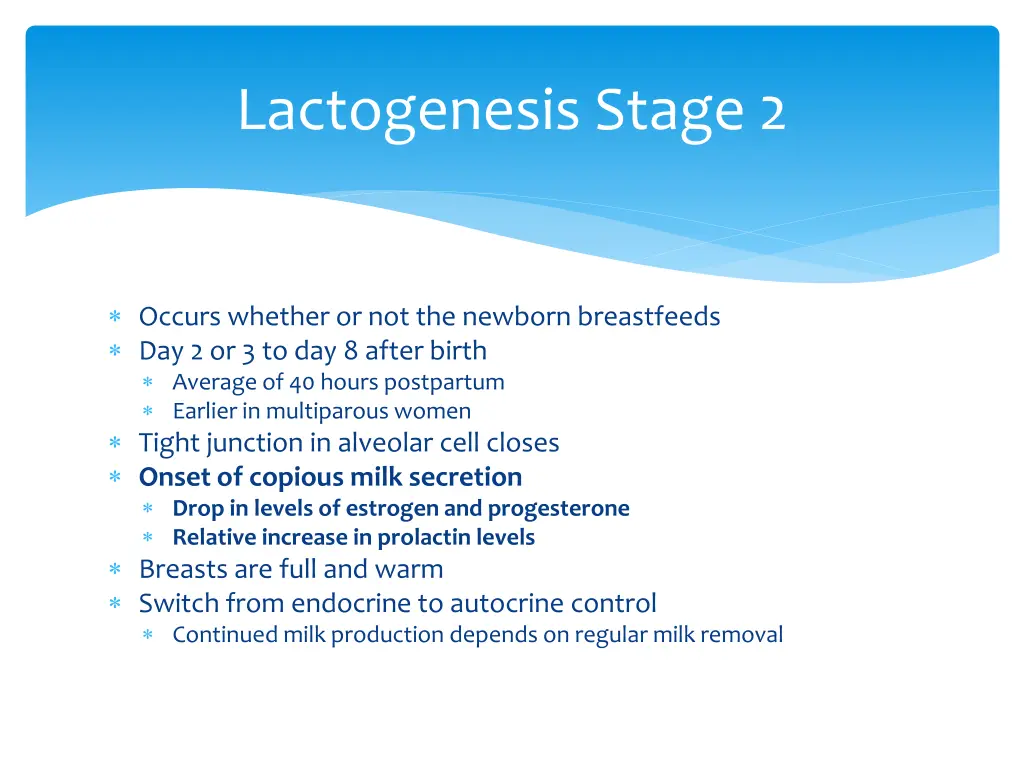 lactogenesis stage 2