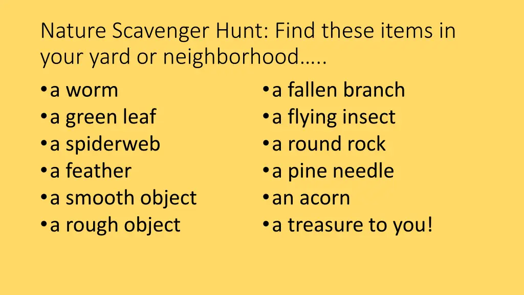 nature scavenger hunt find these items in your