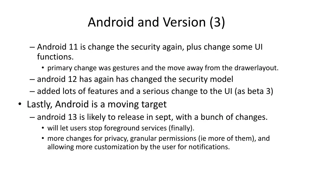 android and version 3