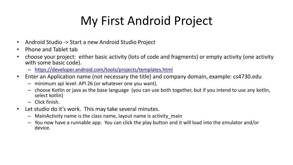 my first android project