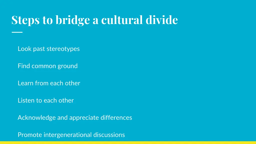 steps to bridge a cultural divide