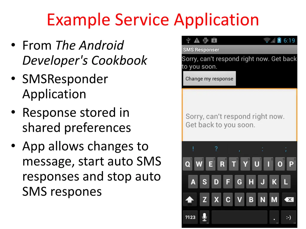 example service application from the android