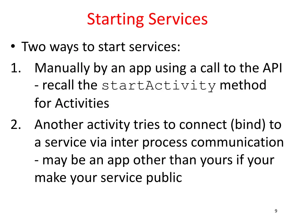 starting services