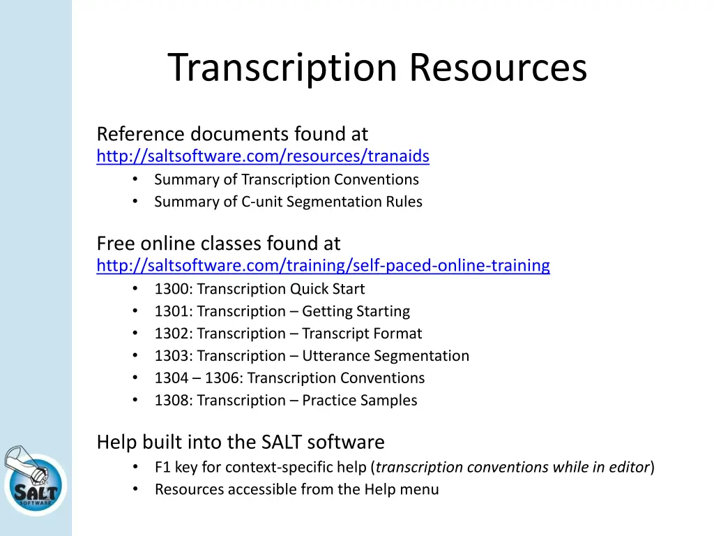 transcription resources