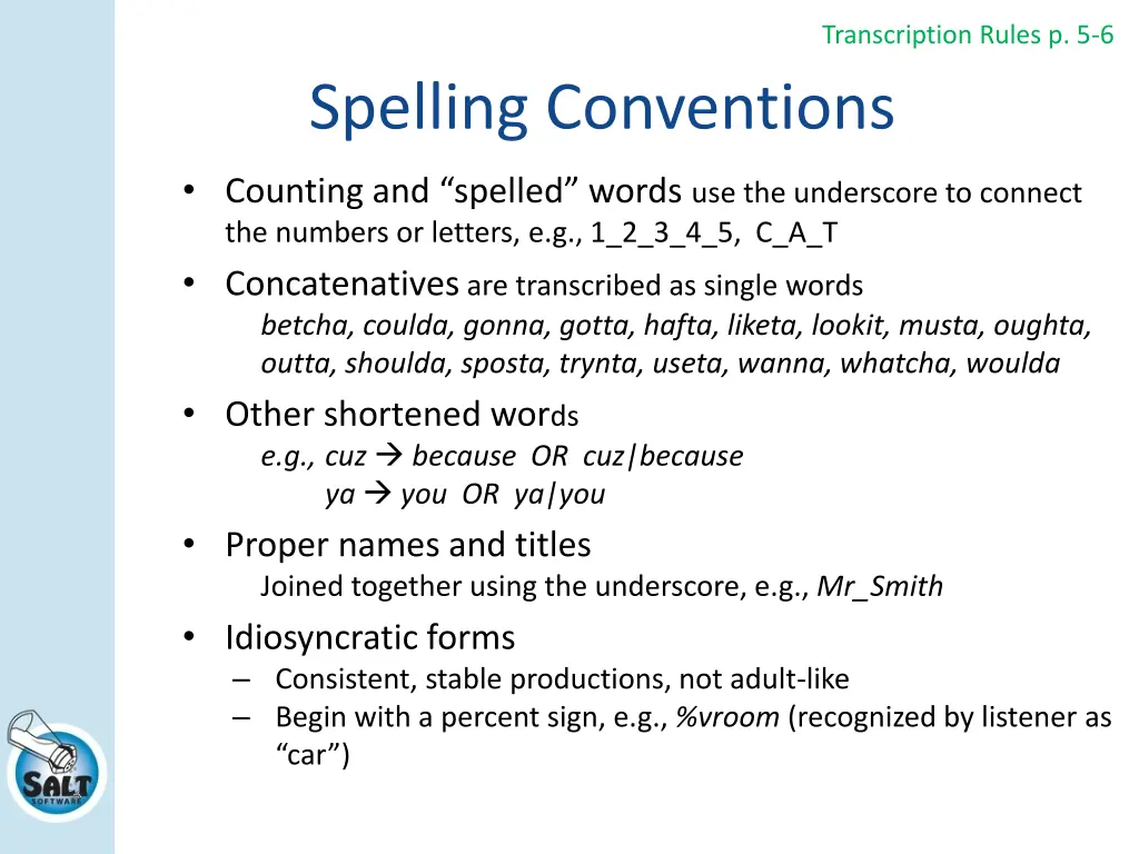 transcription rules p 5 6 1