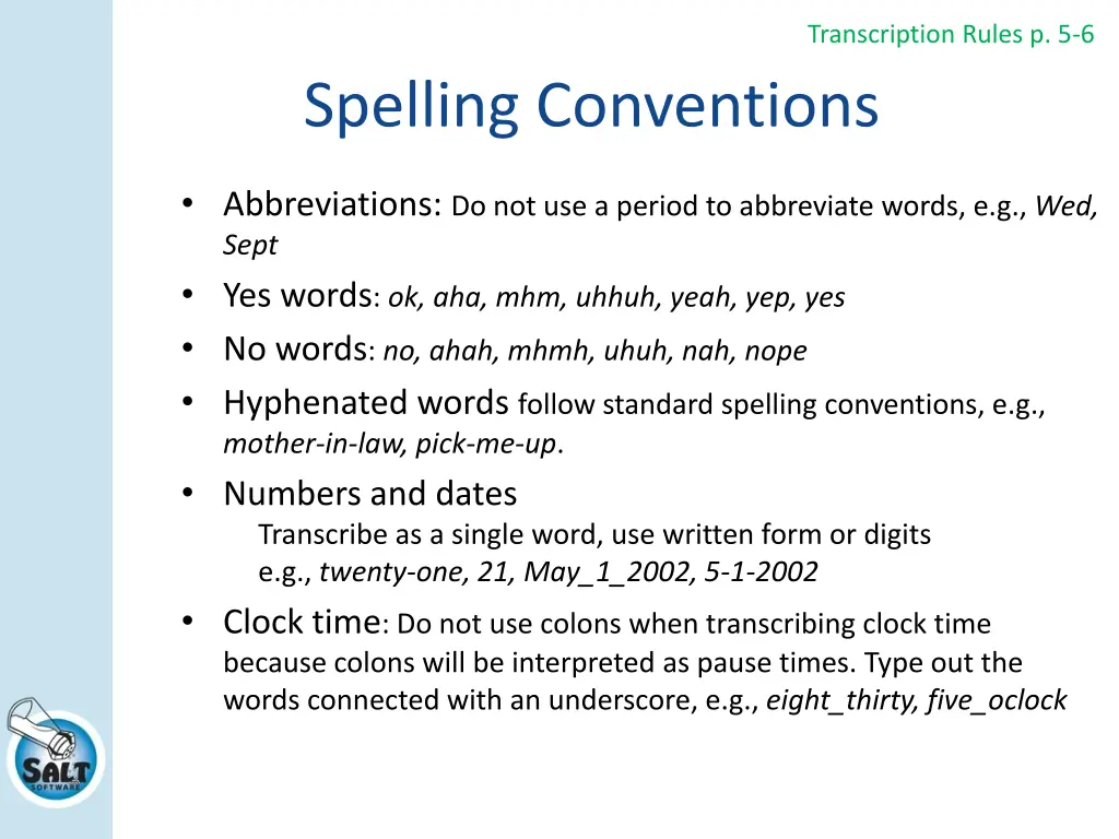 transcription rules p 5 6