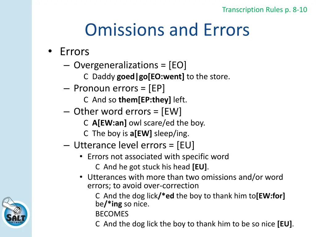 transcription rules p 8 10 1