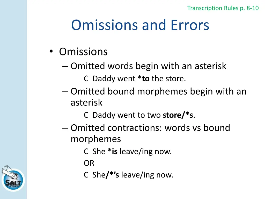 transcription rules p 8 10