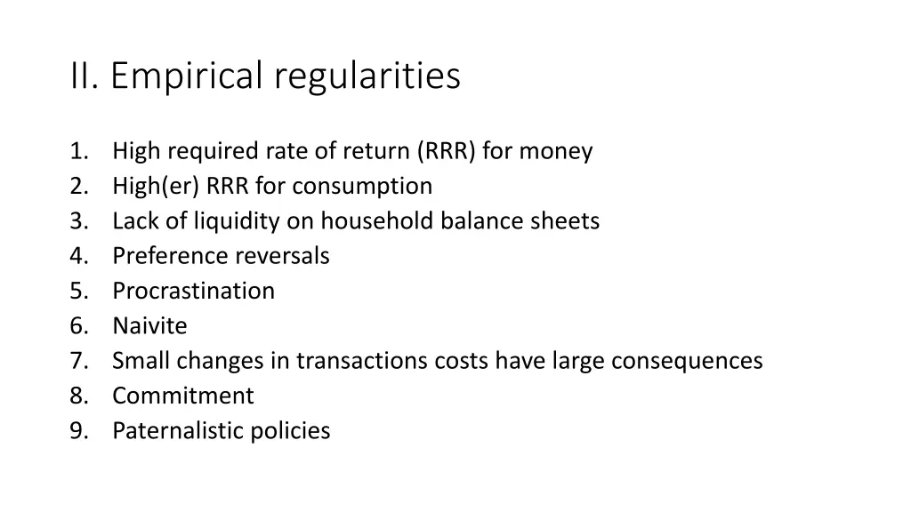 ii empirical regularities