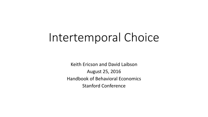 intertemporal choice