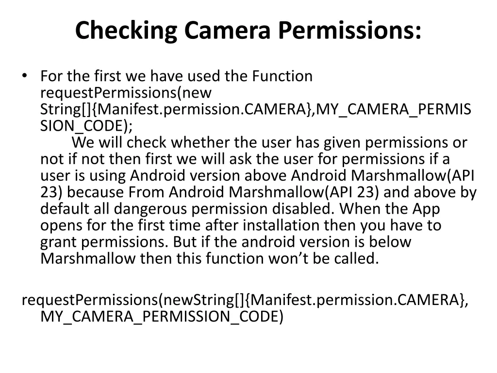 checking camera permissions