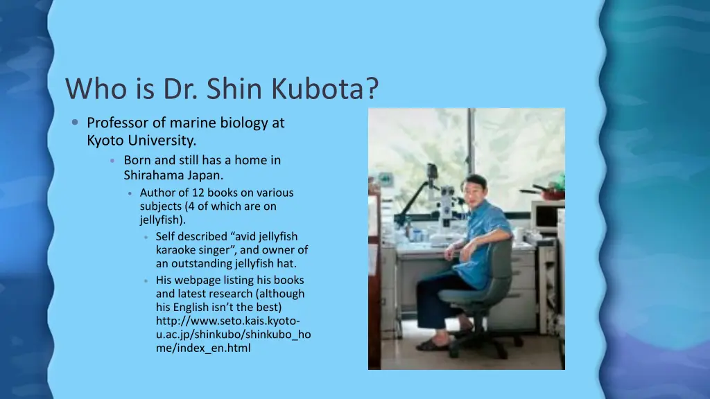 who is dr shin kubota professor of marine biology