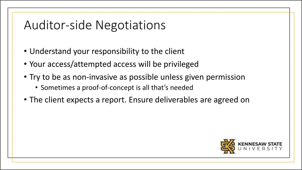 auditor side negotiations