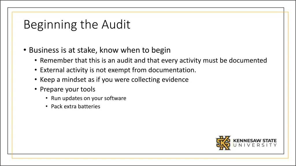 beginning the audit