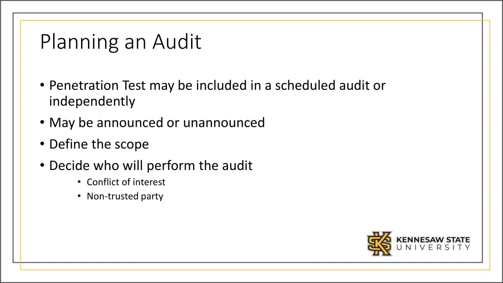 planning an audit