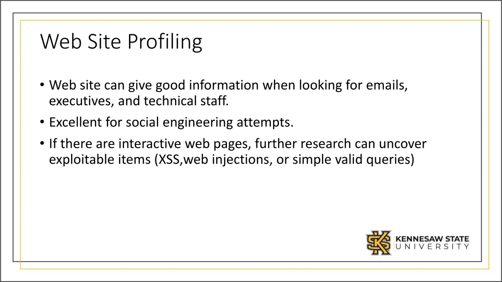 web site profiling