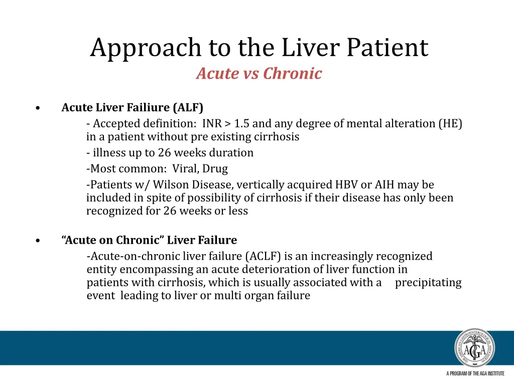 approach to the liver patient acute vs chronic