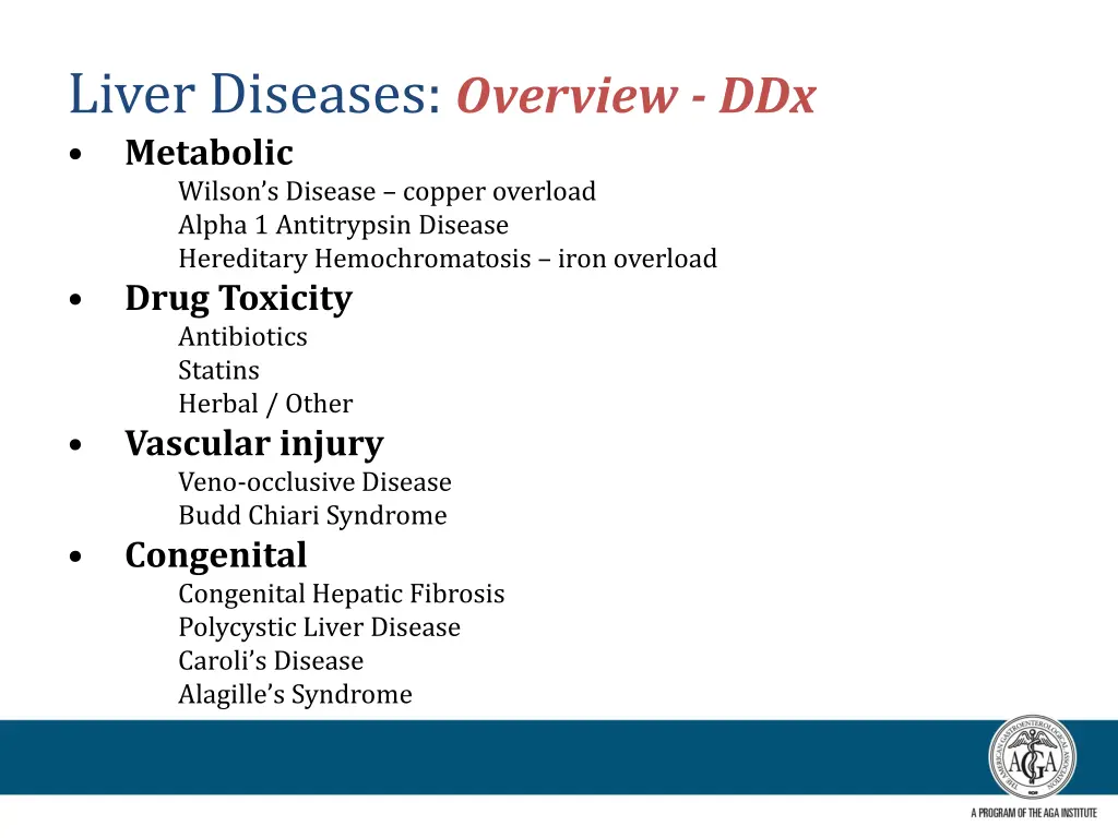 liver diseases overview ddx metabolic wilson